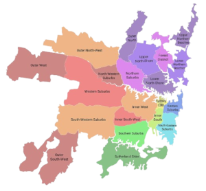 Map of Sydney suburbs